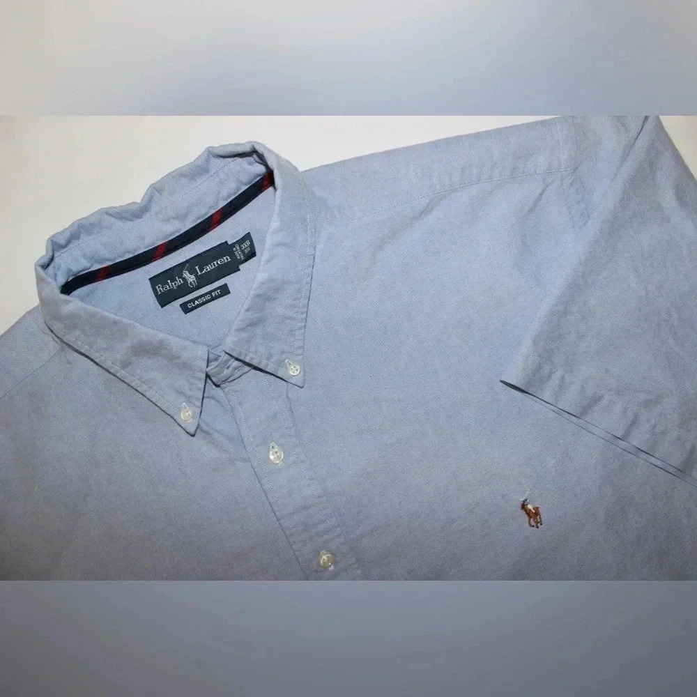 Men’s Ralph Lauren Classic Fit Short Sleeve Cotton Button Down Big & Tall Sz 3XB